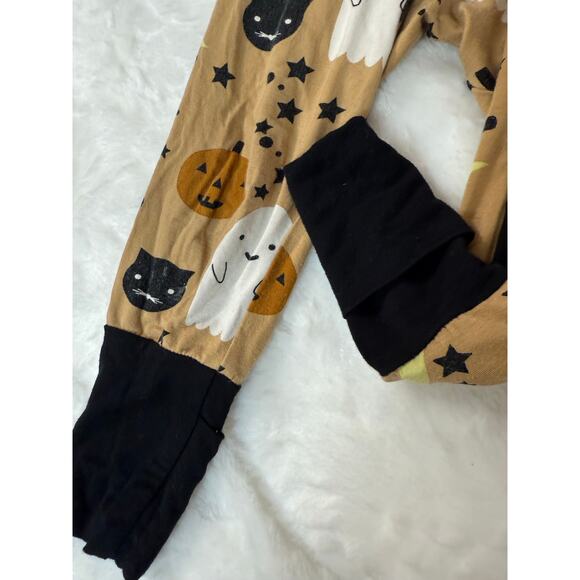 Emerson & Friends Bamboo Zip Pajama Halloween Brown Cat Ghost Stars Moon 12–18M* - Picture 6 of 9